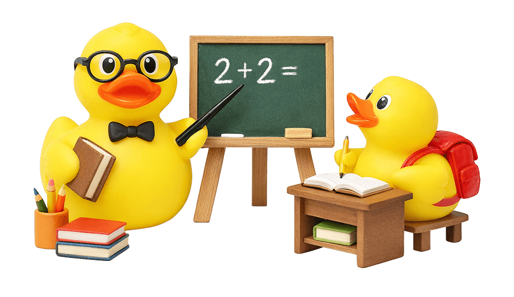 Duck teacher and student — Until Duck mascots